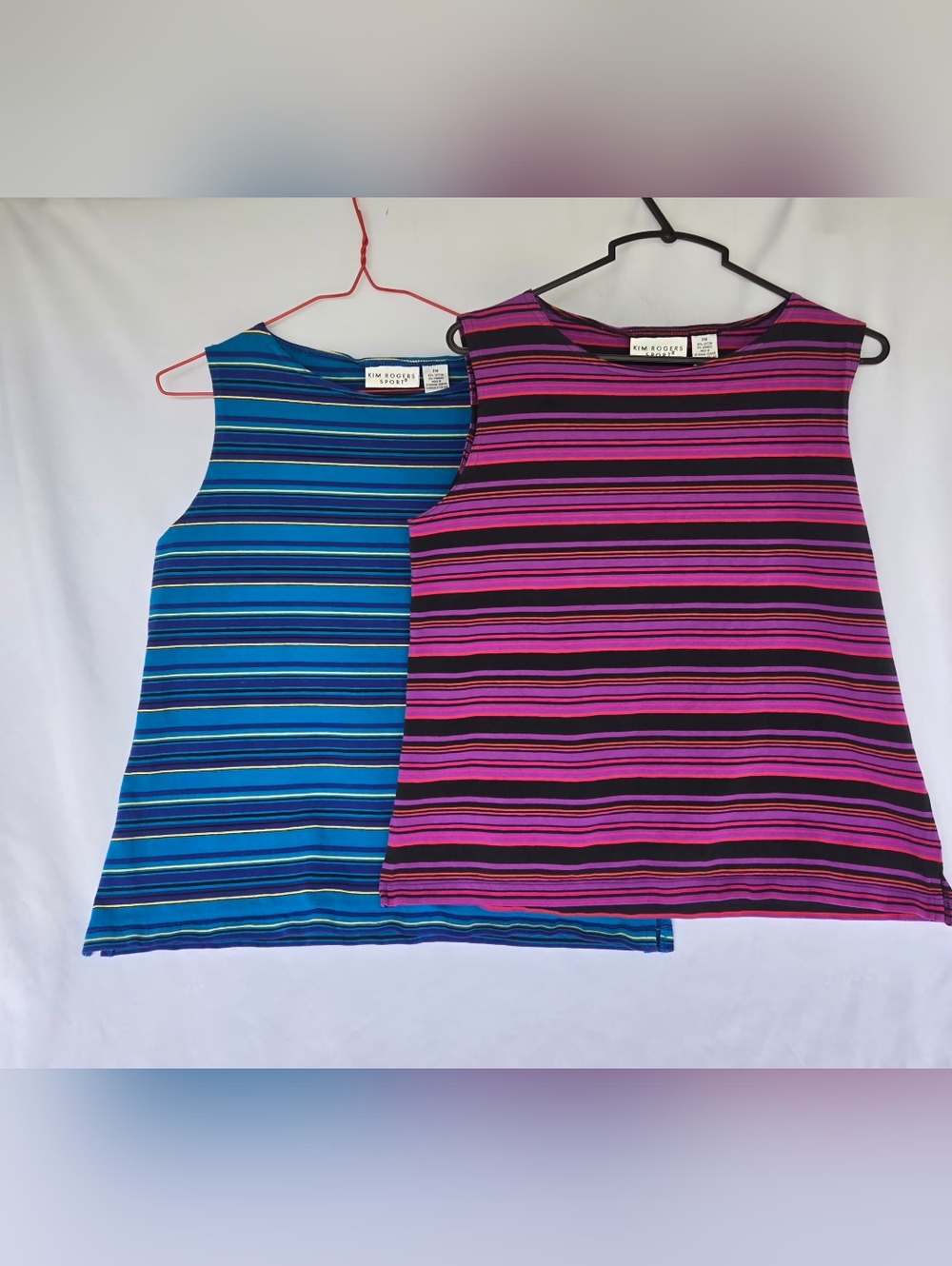 Kim Rogers Striped Sleeveless Tops in Blue and Pink